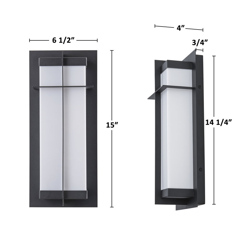 Matte Black Rgb Outdoor Wall Sconce Light With Acrylic Shade