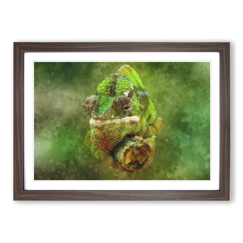 Chameleon Lizard Vol.5 - Picture Frame Painting, 36cm H x 48cm W x 2cm D, Walnut Framed