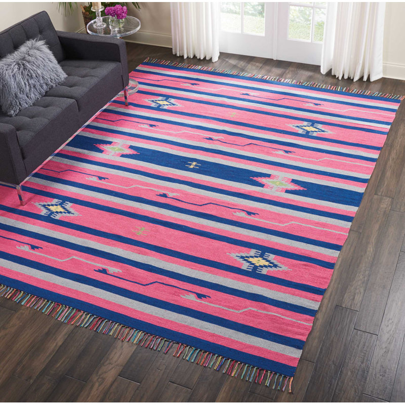 Tapis rose fait à la main Farrah, Rectangle 8 pi x 10 pi