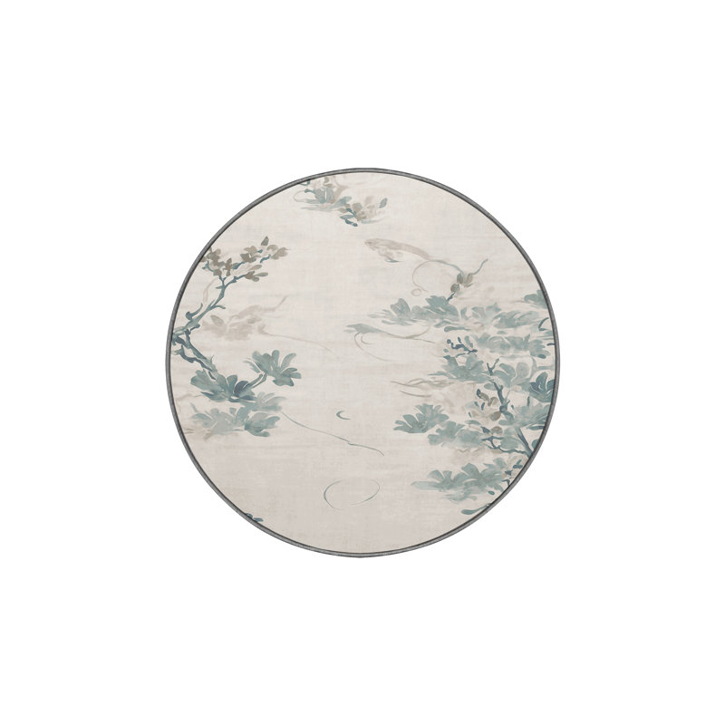 Machine Washable Gray Area Rug, Round 8'