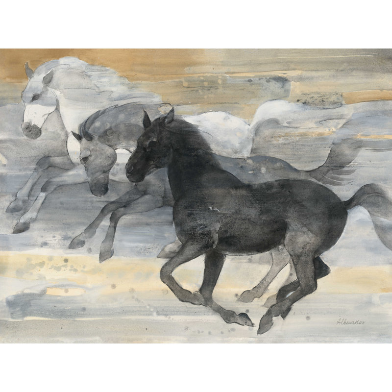 «Prancing Trio» par Albena Hristova - reproduction d'art sur toile tendue, H 12 po x l 16 po