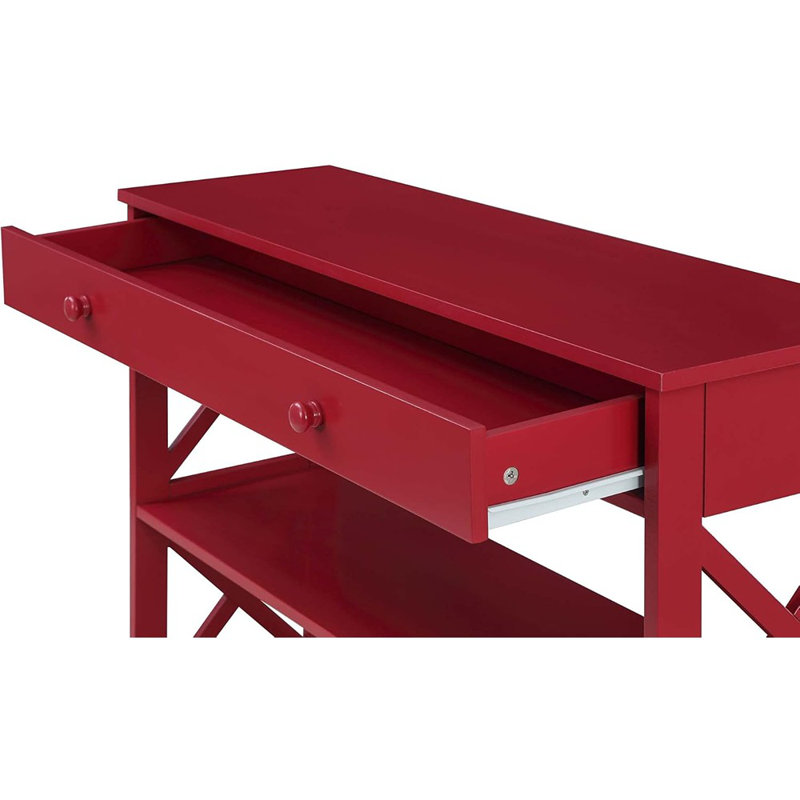 Oxford 1 Drawer Console Table With Shelves, Cranberry Red