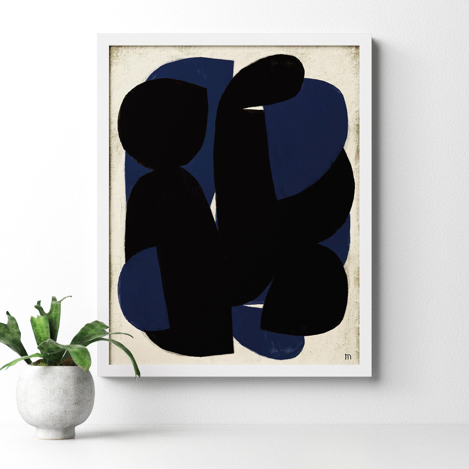 Blue Note by StudioM, White Framed Paper, 38" H x 30" W x 1.25" D