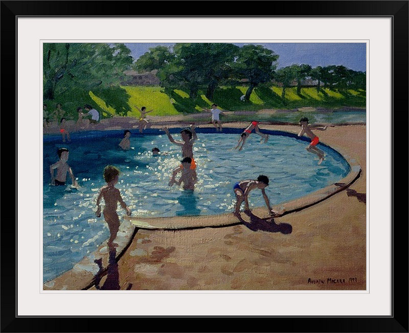 Anneisha, "Piscine" par Andrew Macara, reproduction d'art, H 26 po x l 32 po x P 1 po, Cadre noir