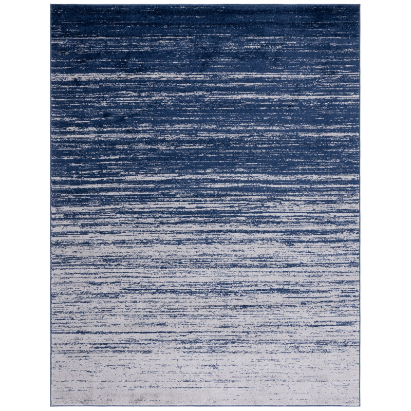 Ayoki Navy/Gray Area Rug, Rectangle 9' x 12'