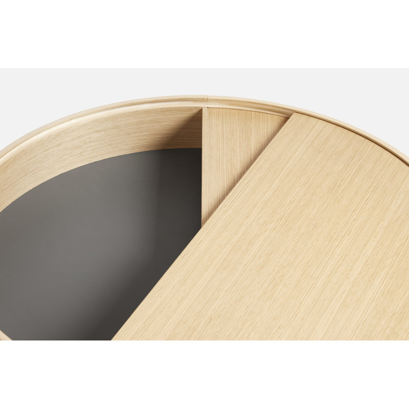 Arc Coffe Table, 15" H x 35" L x 35" W, White Pigmented Lacquered Ash