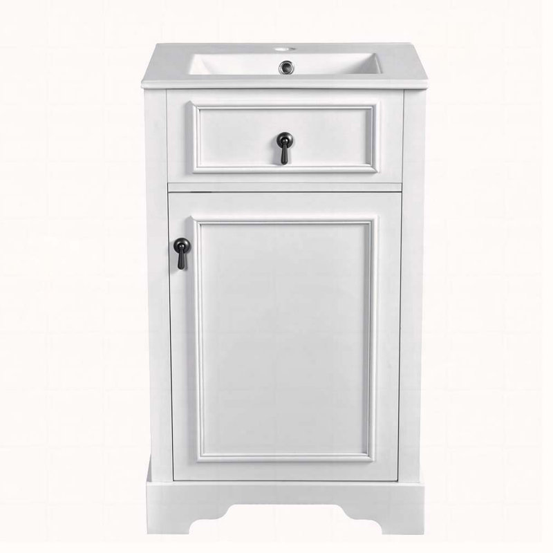 Meuble-lavabo de 20 po avec lavabo en céramique, White