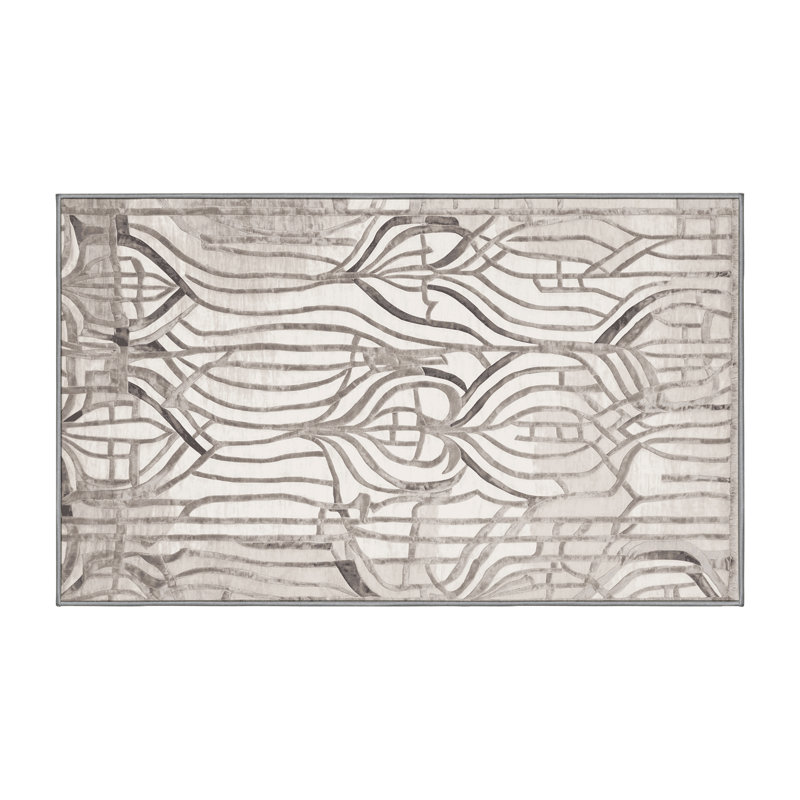 Tapis gris lavable à la machine, Rectangle 4 pi x 6 pi