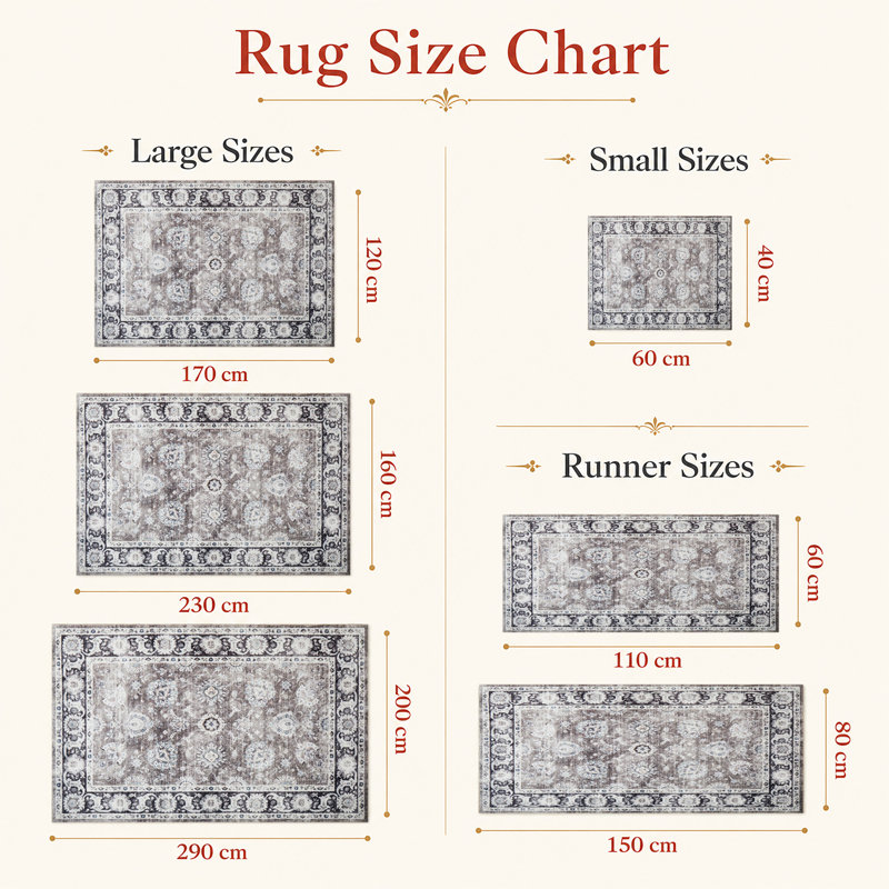 Delrose Large Non-Slip Area Rugs for High-Traffic Spaces – Durable & Stylish, Rectangle 200 x 290cm