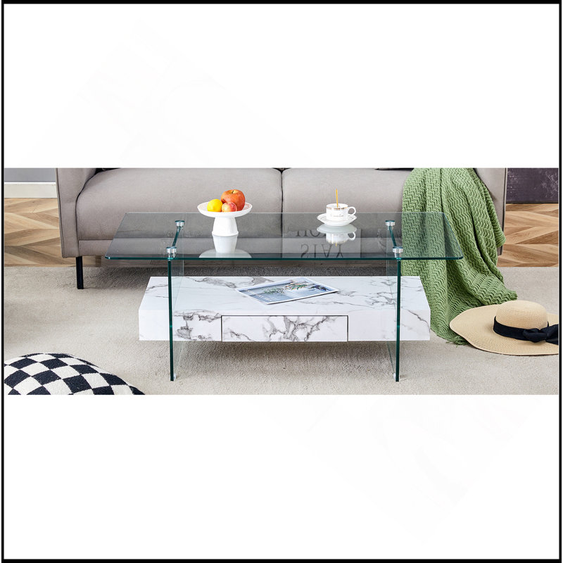 Glass Top Coffee Table, White