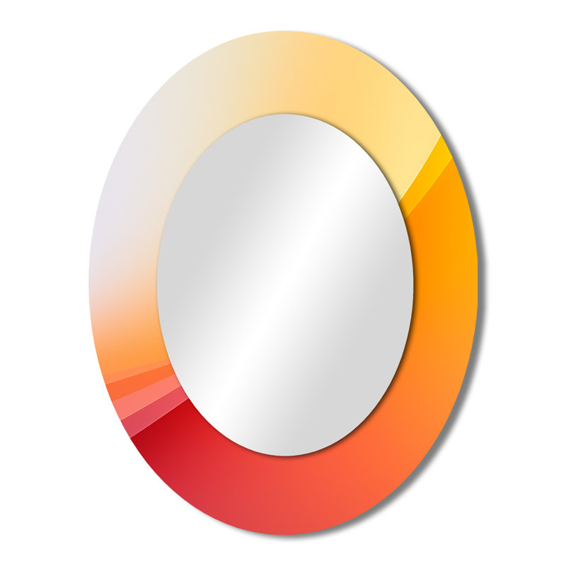 Orange Spectral Slice I - Orange Oval Wall Mirror Decor, 43" x 33"