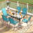 Patio Dining Set For 6, Outdoor Table And Chairs W/1.69?Umbrella Hole, All Weather Patio Furniture Set, 30"X 55" Table And Stackable PVC-coated polyester Chair, For Lawn, Deck (Umbrella Not Included)-1896789701-1896788678