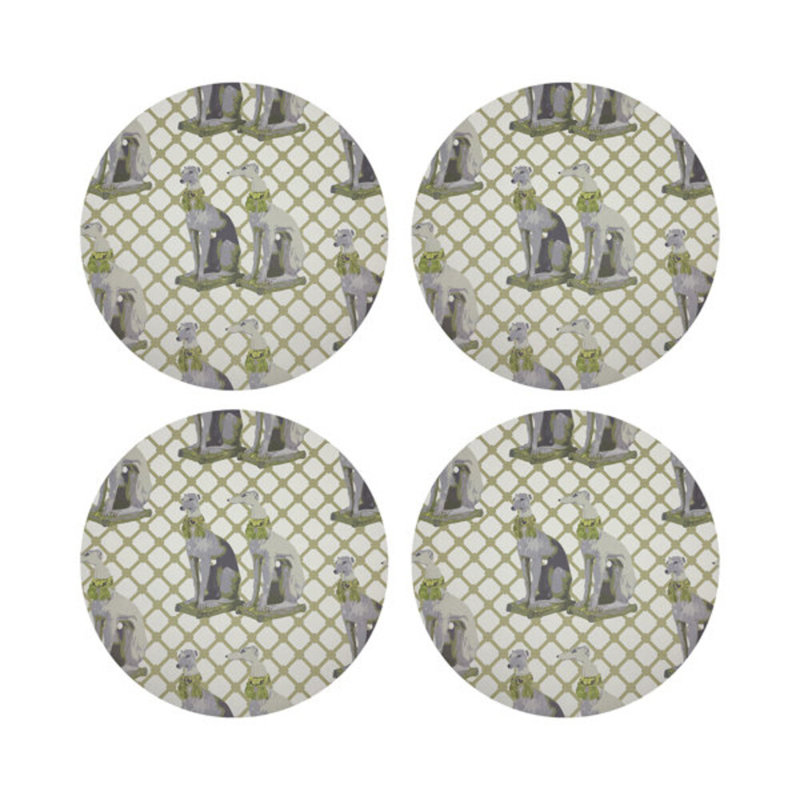Regal Greyhound Vegan Leather Round Placemats, Gold