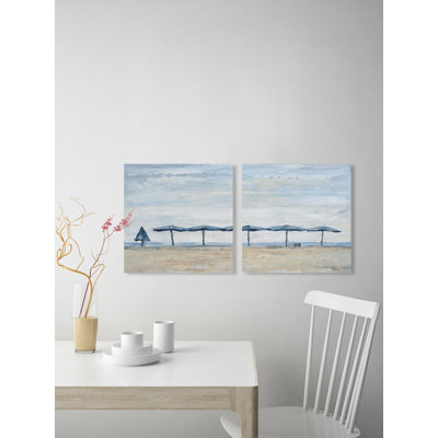 «Sunny Day at the Beach», ensemble de 2 reproductions d'art sur toile tendue