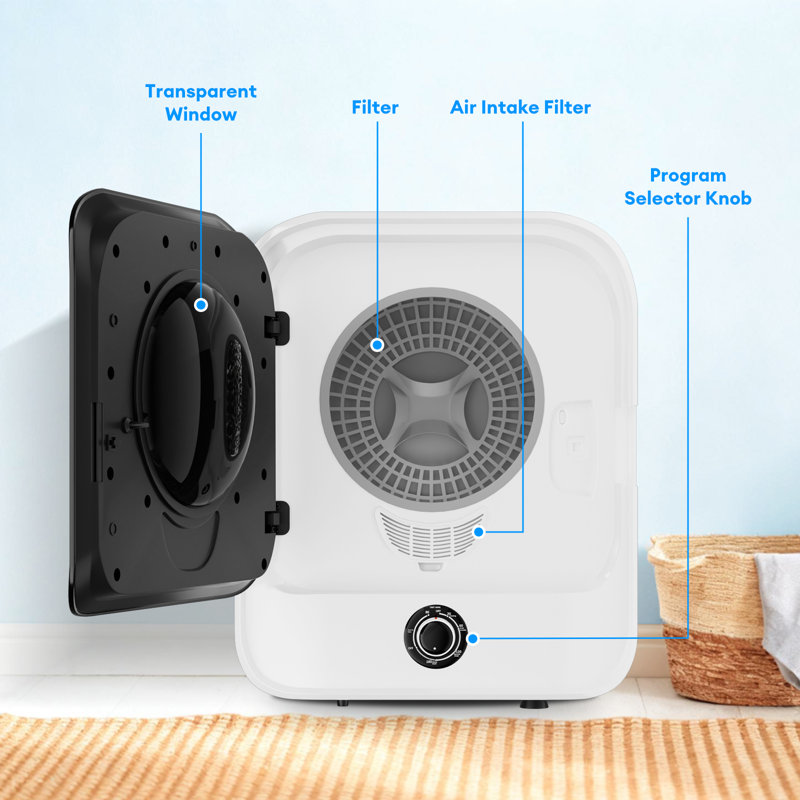 2.6 Cu Ft Compact Portable Electric Dryer for Apartment RV White, White