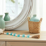 Decorative Beads Glass and Jute Coastal Style for Home Office Bedroom Living Room - 2" White, Blue, Tan