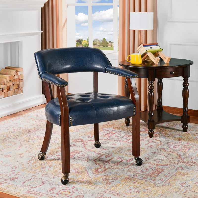 LUMERA Collection Swivel Tufted Arm Dining Chair Poker Chair Cherry, Cherry, Blue