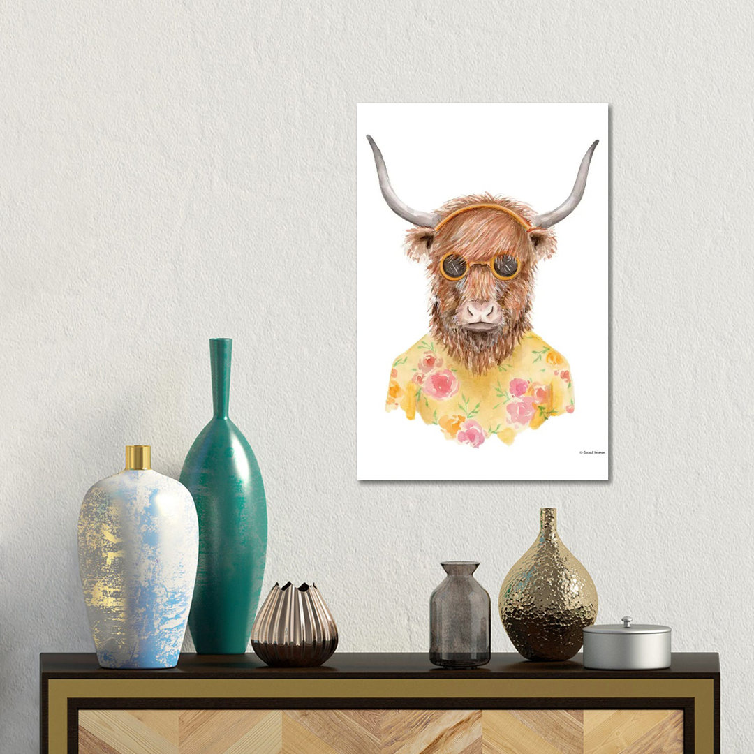 Yak In Yellow von Rachel Nieman - Galerie-verpackte Leinwand Giclée auf Leinwand