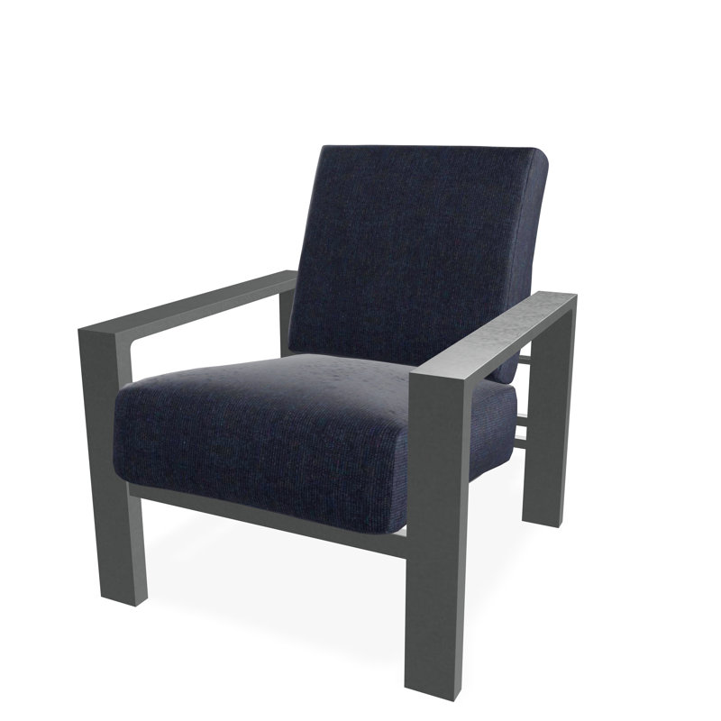Chaise avec accoudoirs à coussin profond Larssen, Graphite, Spectre indigo Sunbrella®