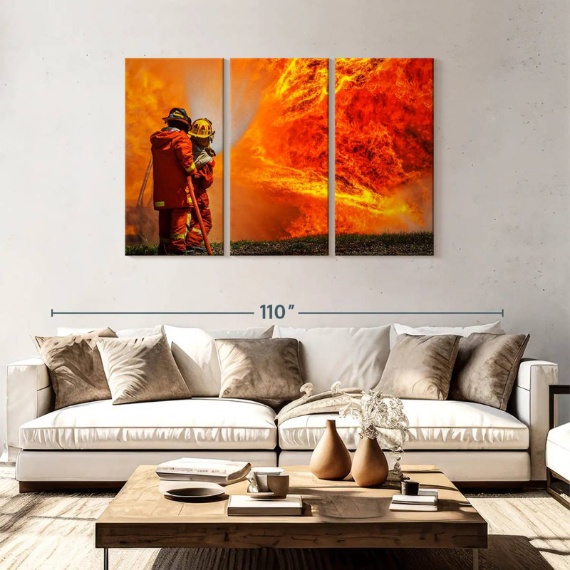 Lelar Blazing Fire Firefighters, 48" H x 74" W