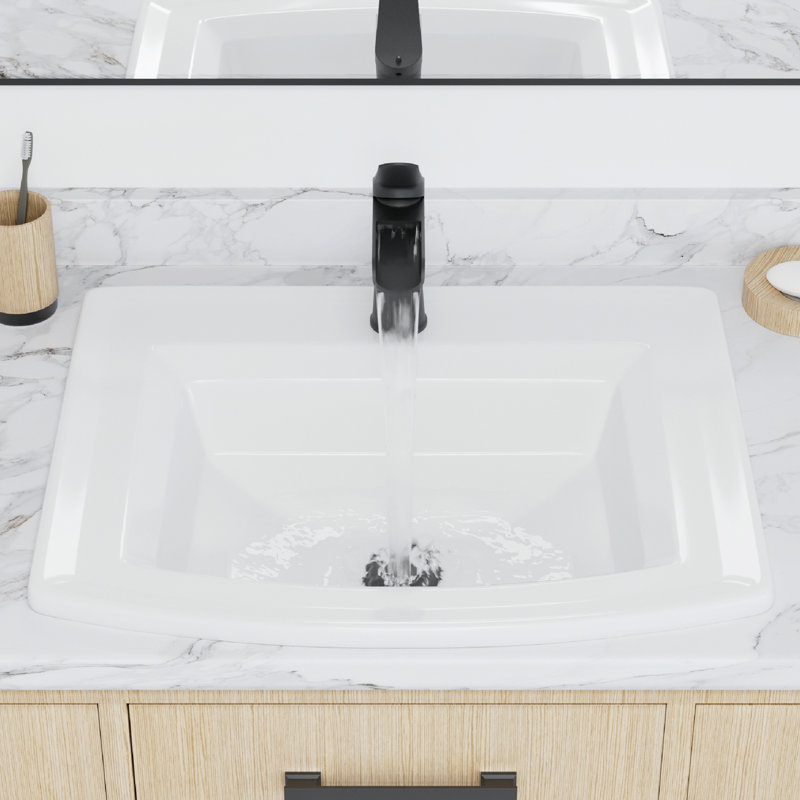 Karran Valera 23" Curved Rectangular Top Mount Vitreous China Bathroom Sink in White