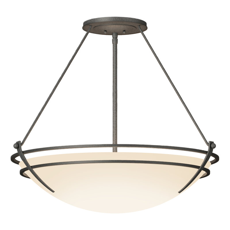 Tryne Semi Flush Mount, Natural Iron, 23.7" H x 28.6" W x 28.6" D, Opal