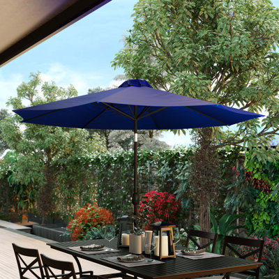 Hele 9 FT Round Umbrella - 1.5" Diameter Aluminum Pole - Crank and Tilt Function