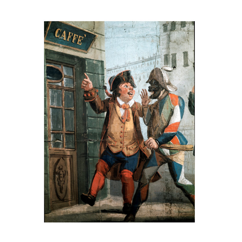 Art italien sur toile, Harlequin et Gianduja, H 47 po x l 35 po