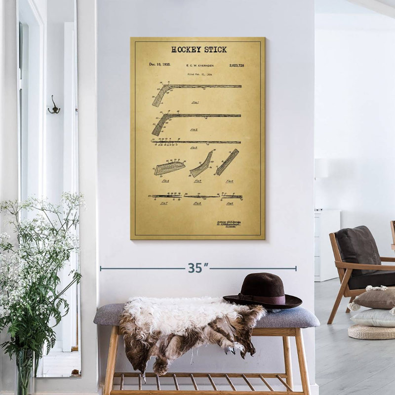 «Hockey Stick», reproduction de brevet sur toile, L 36 po x H 24 po