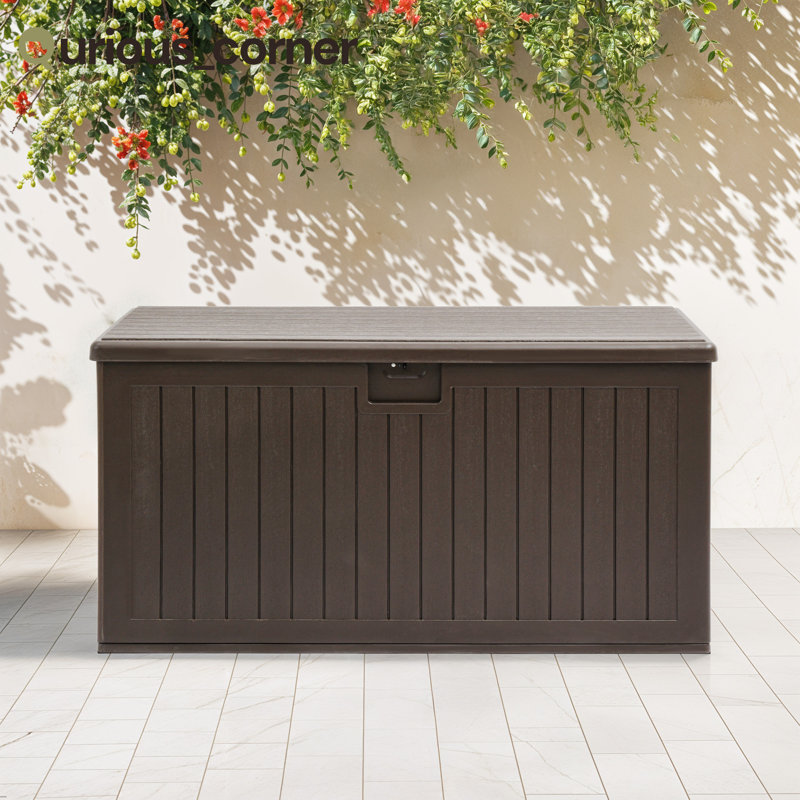 Edrosie Inc 54.3'' W 150 Gallons Water Resistant Resin Lockable Deck Box, White