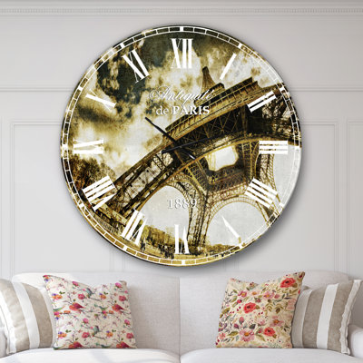Horloge murale Swigart Farmhouse Paris Eiffel Tower in Sunny Winter Morning