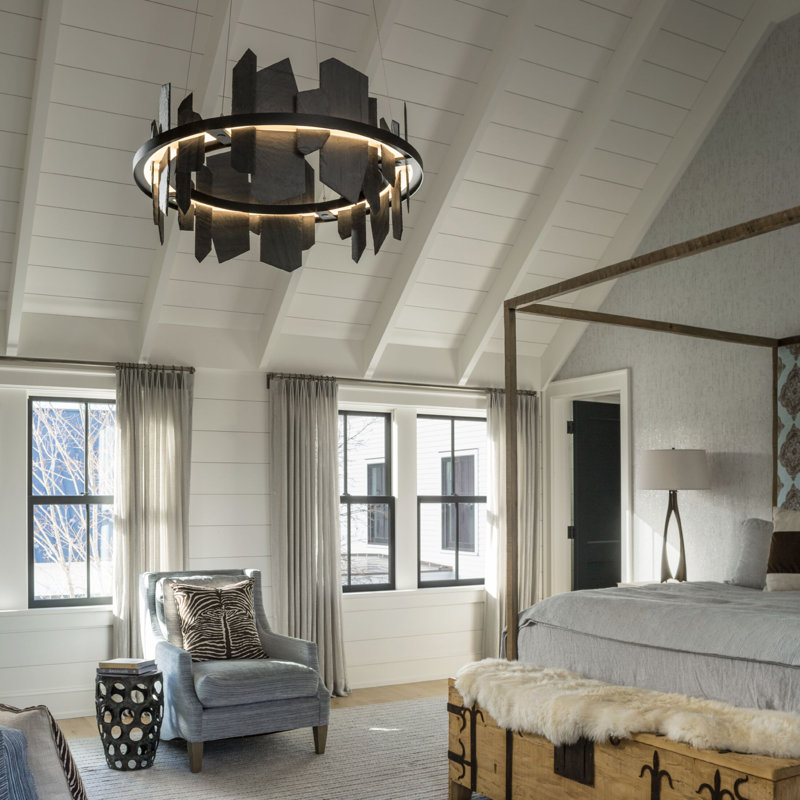 Ardesia 1 - Light Unique Geometric LED Pendant with Slate Accents, Natural Iron