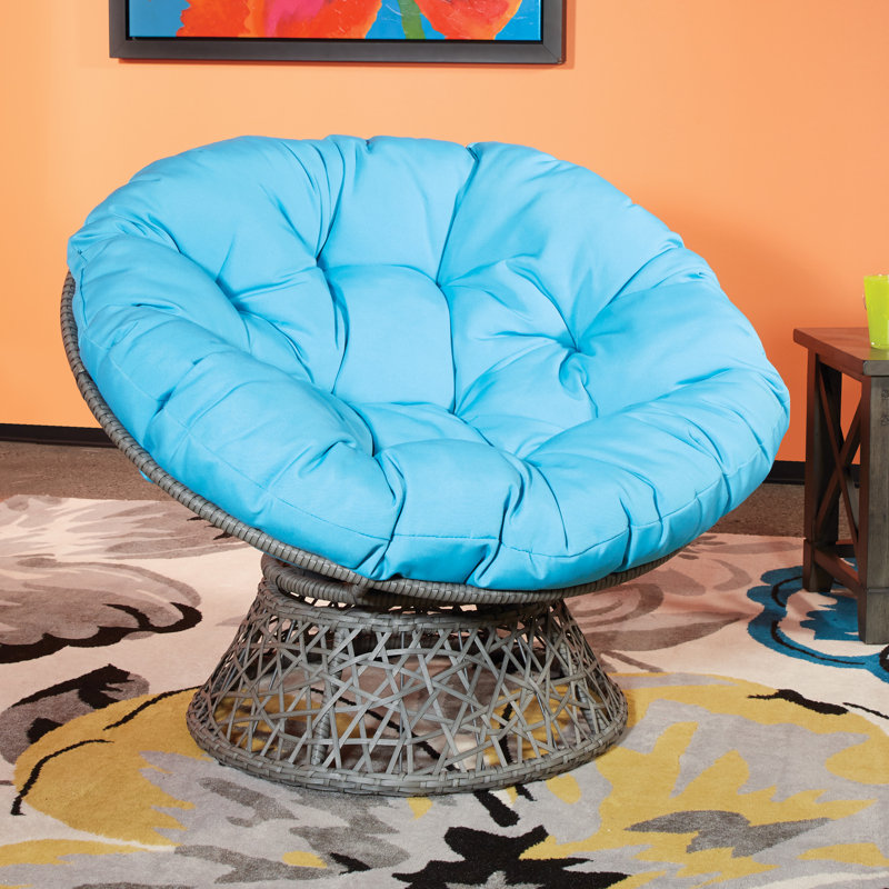 Leianna Upholstered Swivel Accent Chair, Gray, Blue Polyester Blend