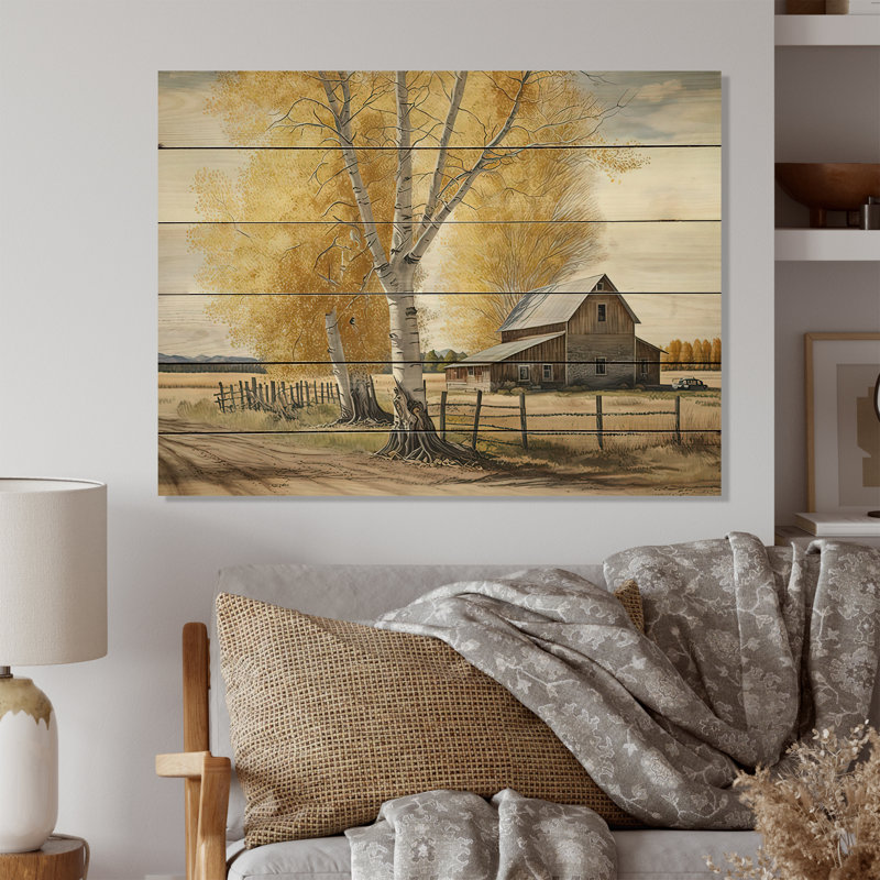 Grange jaune au printemps VII - impression, H 12 po x l 20 po x P 1 po