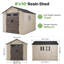 8 Ft. W X 10 Ft. D Durable Resin Outdoor Storage Shed With Floor And Double Doors For Garden Patio Furniture And Tools