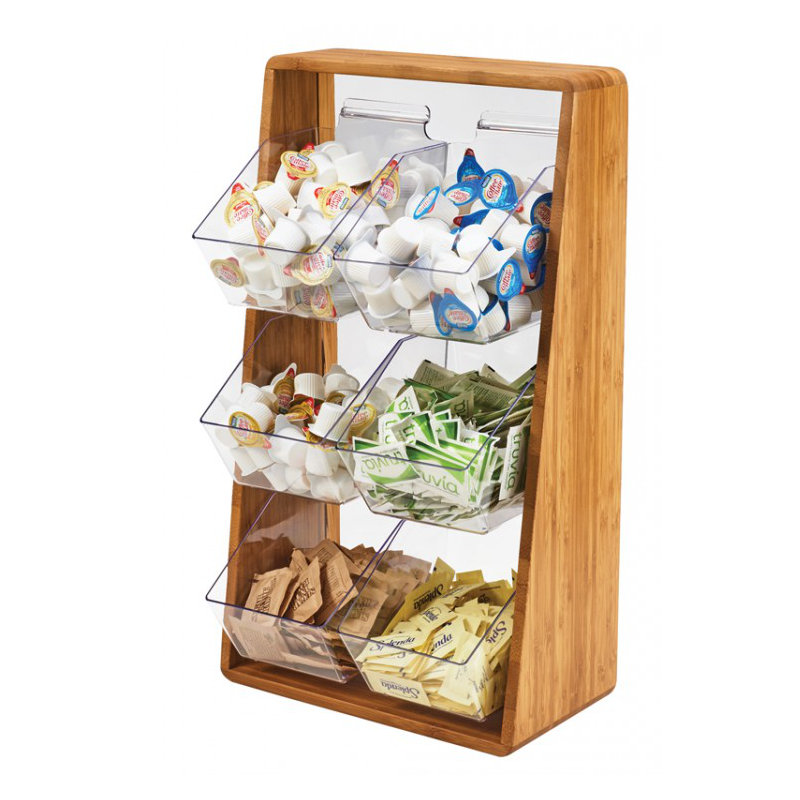 Bamboo Condiment Holder with Removable Plastic Compartments