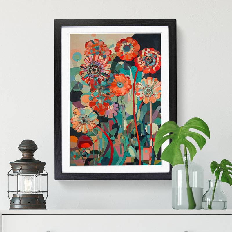 FRM-V0523-972X Flowers Retro Vol.3 - Picture Frame Print, Walnut, 34cm H x 25cm W x 2cm D
