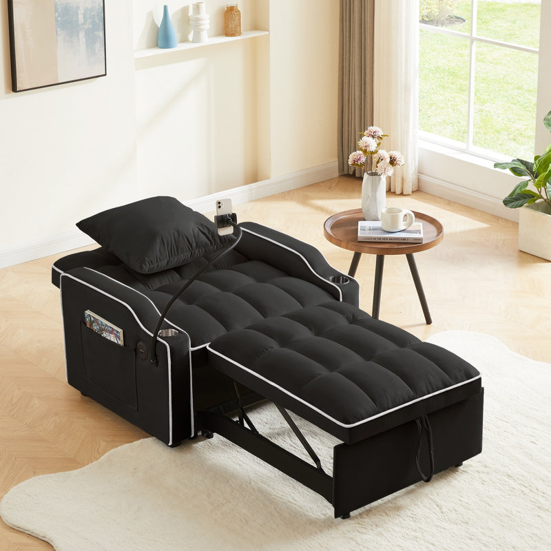 3-In-1 Pull Out Sofa Cahir Convertible Sleeper Chair Adjustable Pull Out Sleeper Chair Sofa Bed Futon Chair Small Futon