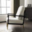 Chaise moderne blanche avec coussin et base en bois d'hévéa avec pieds ergonomiques en métal