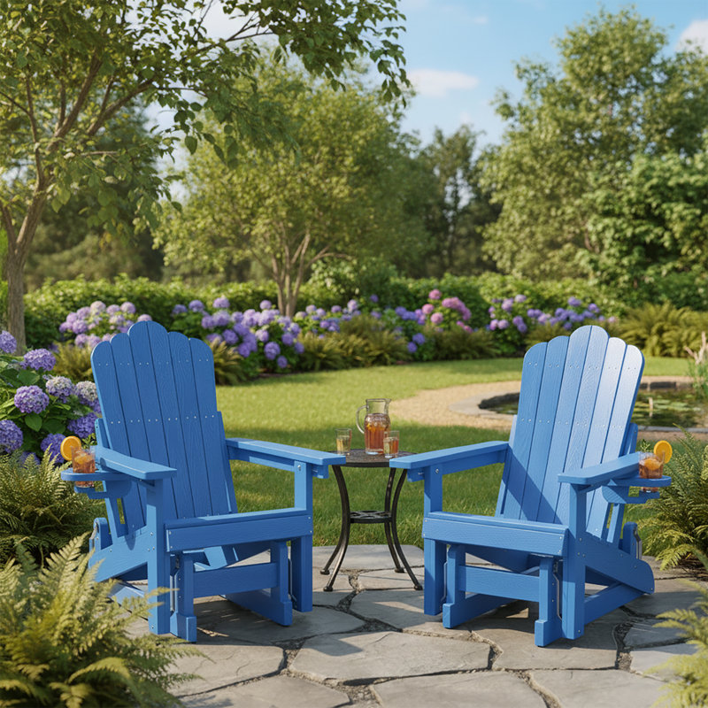 Chaise berçante d'extérieur en PEHD Adirondack, Bleu Berlin, No