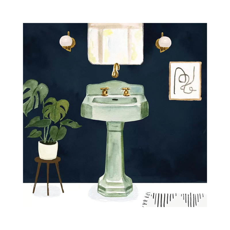Boho Bath Sinks II by Victoria Borges - Wrapped Canvas Painting, 30.48 cm H x 30.48 cm W