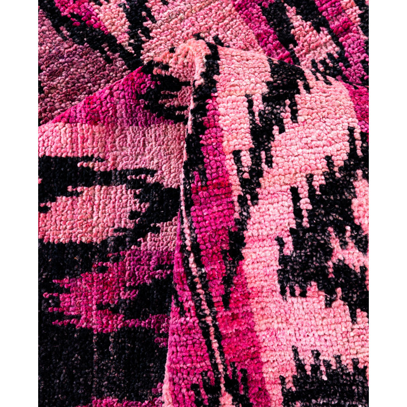 Overdyed Hand-Knotted Wool Modern-Contemporary Pink Area Rug 4' 1" x 6' 3"