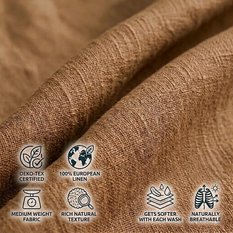 Diana - 100% Pure Linen Tablecloth, 120" L x 60" W, Tobacco Brown, Solid Color