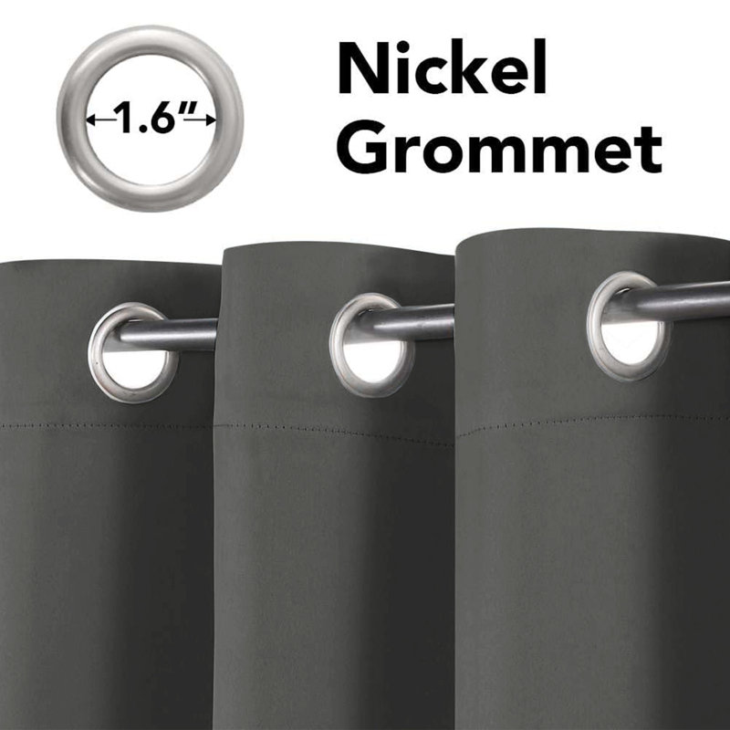 100 % Polyester Blackout Eyelet Room Darkening  Thermal Curtain (Set of 2), 228 cm Width x 228 cm Drop, Dark Grey