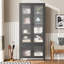 Grande armoire de rangement en métal avec 4 portes vitrées et 5 tablettes latérales