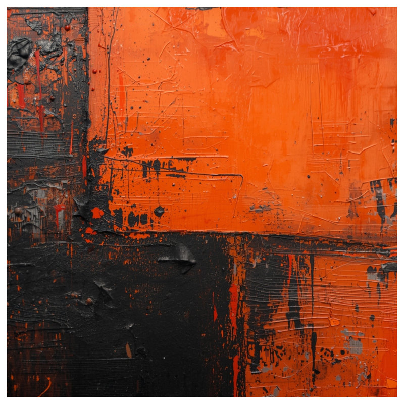 Couvertures abstraites orange et noires, L 60 po x H 80 po