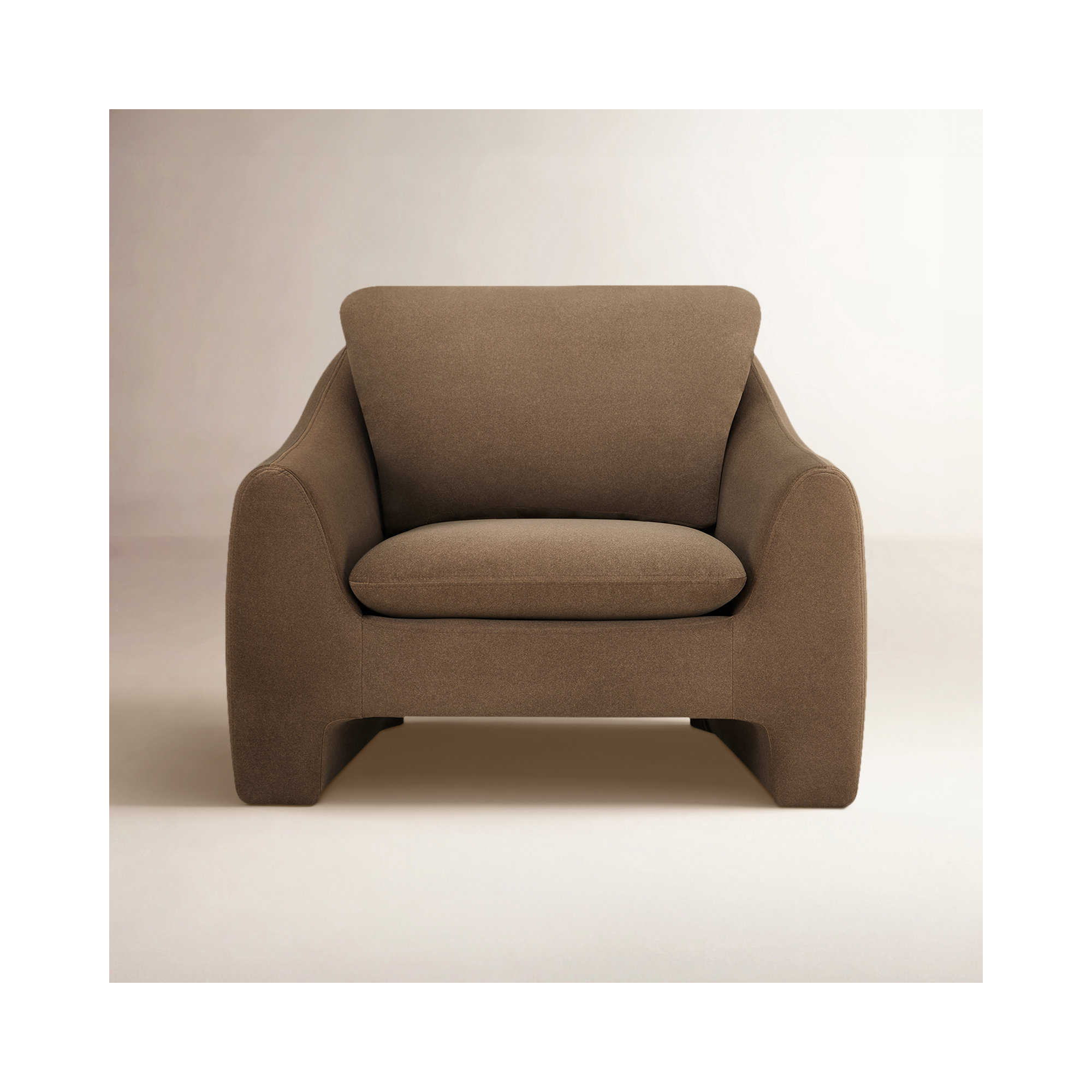 Elodie Rue 42'' Upholstery Modern Armchair, Brown Polyester