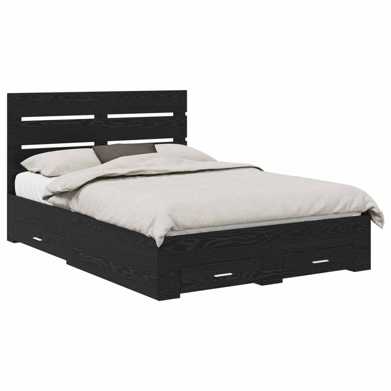 Bed Frame, European Kingsize (160 x 200 cm), Black Oak