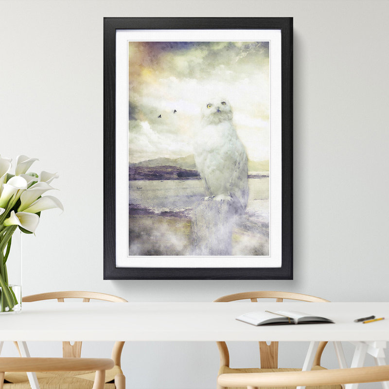 Snowy White Owl - Picture Frame Graphic Art, Black Framed, 48cm H x 36cm W x 2cm D