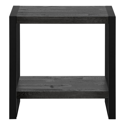 Black Metal And Laminate 2 - Tier Accent Table For Any Room, Finished On All Sides 12 Inches W Industrial Side With Finish Fixed Lower Shelf Wide